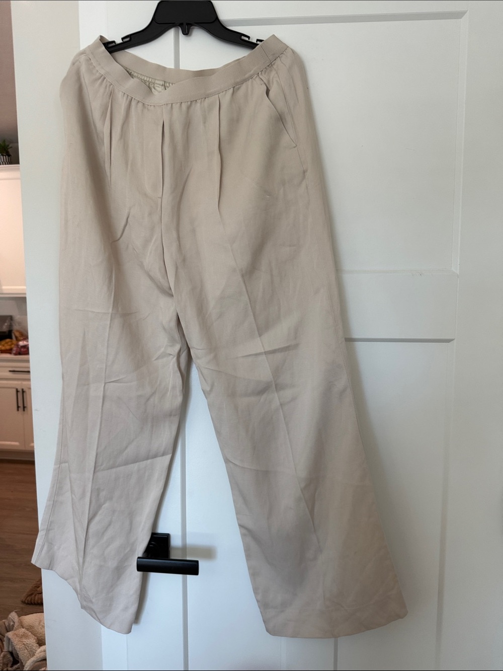 Reiss Oatmeal Linen Waistband pants- Neutral Beige